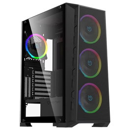Hiditec Caja Gaming Semitorre MH12 Cristal Templado ATX con Panel USB Type-C, 4 Ventiladores ARGB, Soporte GPU 330mm y Radiadores 360mm (CHA010055)